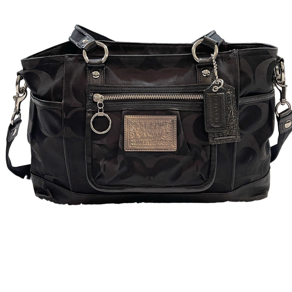 Coach Poppy Signature Book Tote‎ Black Red Lining F0920-14364